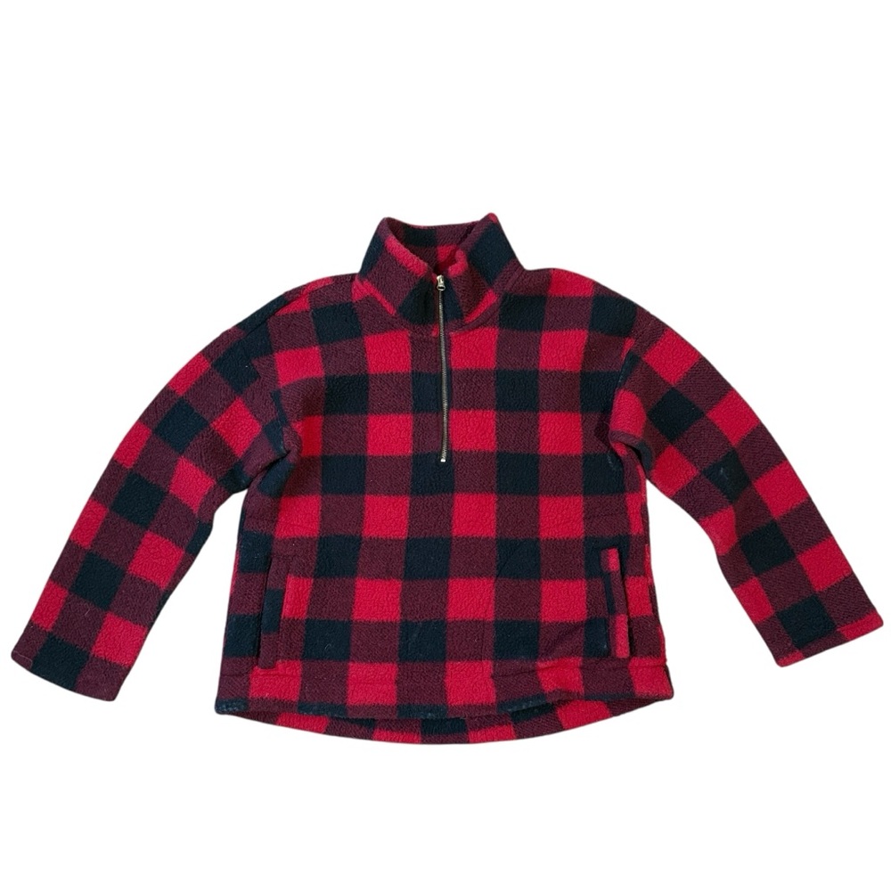 Old Navy Women’s Pull Over fleece Buffalo‎ Plaid Large Sweater Fall Winter Layer